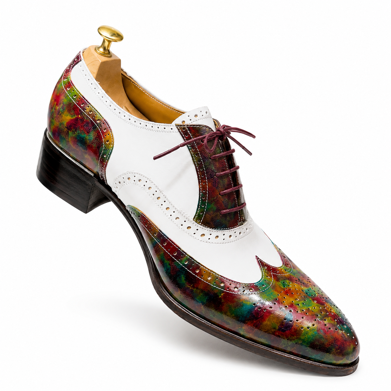 Stitch & Grain Multicolor Wingtip Oxford Shoes – Premium Handcrafted Leather Dress Shoes
