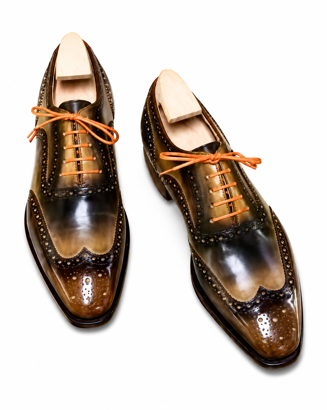 Stitch & Grain Handmade Antique Brown Wingtip Oxford Brogues – Luxury Hand-Patina Leather Dress Shoes for Men