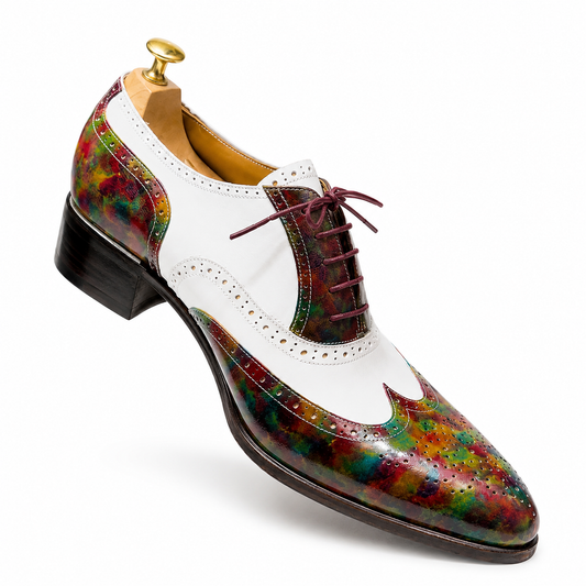 Stitch & Grain Multicolor Wingtip Oxford Shoes – Premium Handcrafted Leather Dress Shoes