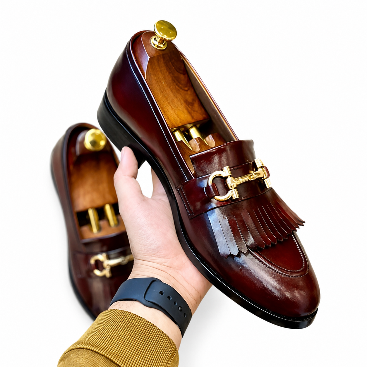 Stitch & Grain Burgundy Leather Horsebit Tassel Loafers