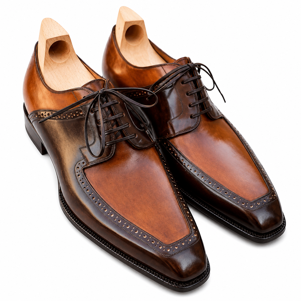 Classic Two-Tone Leather Oxford Dress Shoes – Brown